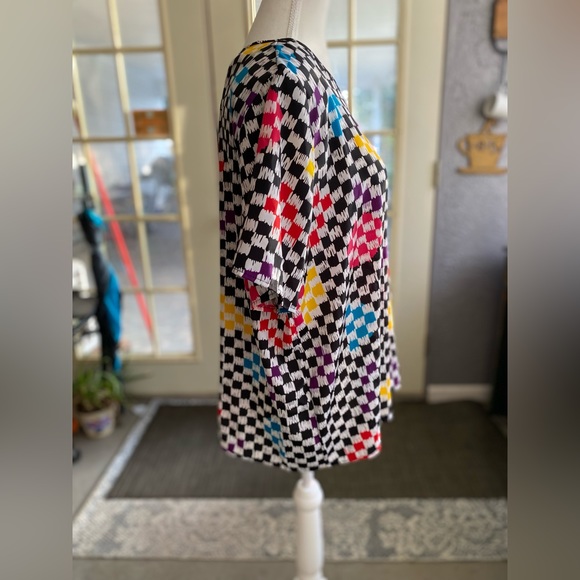 Vintage Bobbie Brooks checkered short sleeve blouse button back size large - Picture 7 of 8